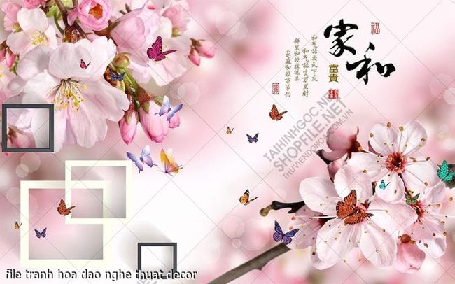 file tranh hoa dao nghe thuat decor